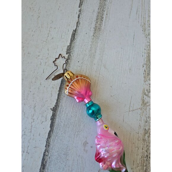 Radko flamingo shell keys Garland RARE vintage Glass Pink glitter gold Xmas tree - Picture 13 of 13